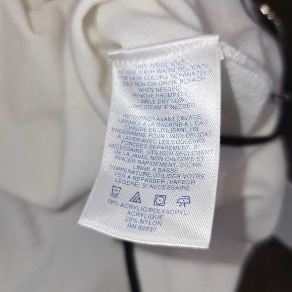 Lands' End 3X Ivory Short Sleeve Knit Top Soft Contrast Trim Preppy Classic - Picture 7 of 7